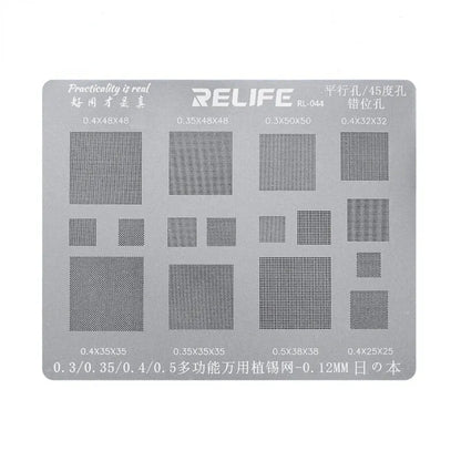 RELIFE Multi-Purpose BGA Stencil For 0.3/0.35/0.4/0.5/Parallel/45 Degree Hole Universal Solder BGA Reballing Stencil Solder Net