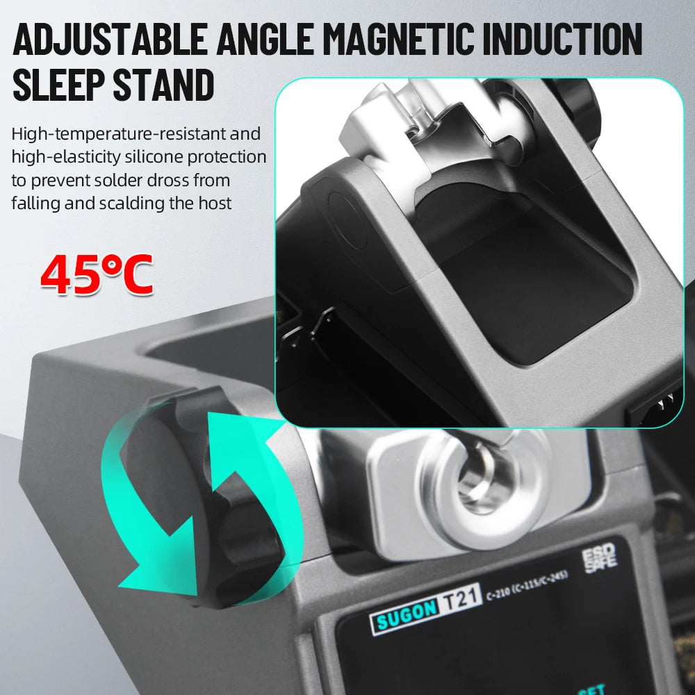 SUGON T21 120W Soldering Station 1.6m Wire-Controlled Handle Electronics soldering iron Tip 115/210/245 Rework Station BGA Tools