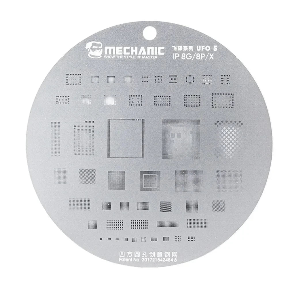 Mechanic 10 in 1 UFO Series High Temperature Resistance Quare Round Hole BGA Reballing Steel Stencil for iPhone 8-16 Series tool