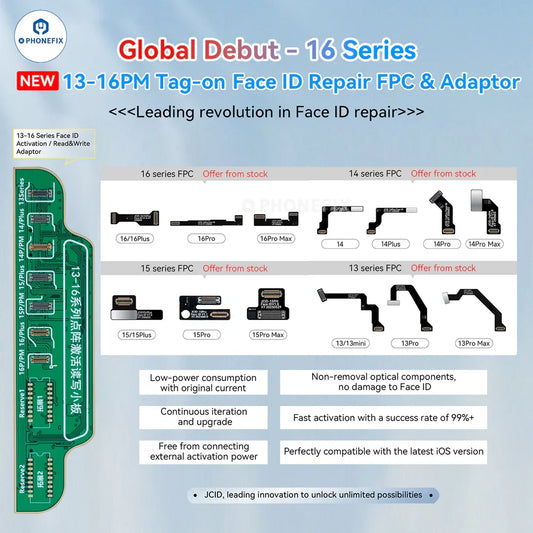 JCID New 13-16PM Face ID Tag-on Repair Flex Cable for iPhone 13 14 15 16 Pro Max Face ID Issues Without Soldering Disassembly
