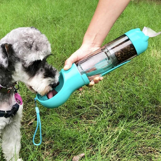 Portable Multifunction Dog Water Bottle Food Feeder Pet Travel Drinking Bowl Poop Dispenser Leak-proof Puppy Water Bottle
