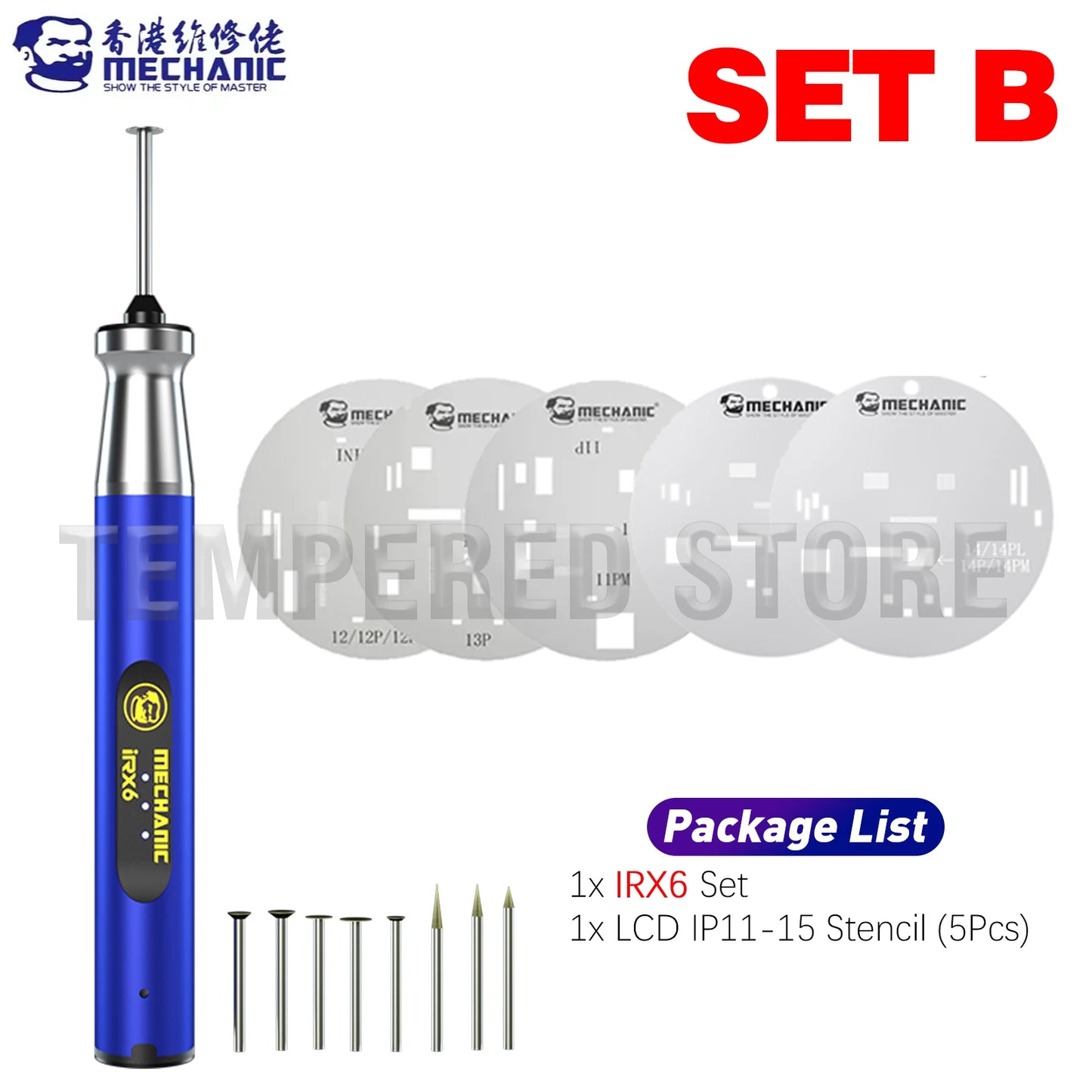 MECHANIC IRX6 Speed Adjustable Engraving Machine Mini Electric Polishing Pen with UFO BGA Stencil for IP 8-16 Series Tools Kit