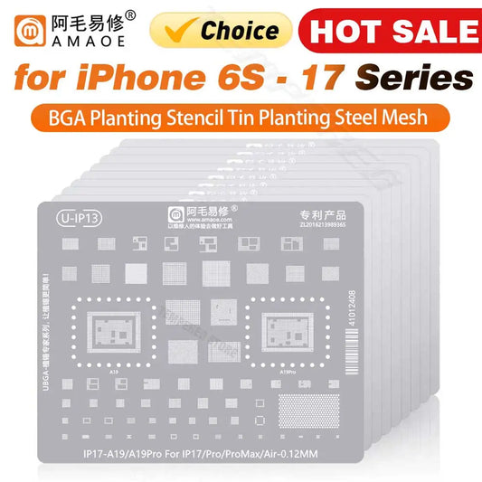 Amaoe BGA Reballing Stencil Template For iPhone 17 16 15 14 13 12 11 Pro Max XSMax 8 7P 7 6 A18 Tin Planting Soldering Net tools
