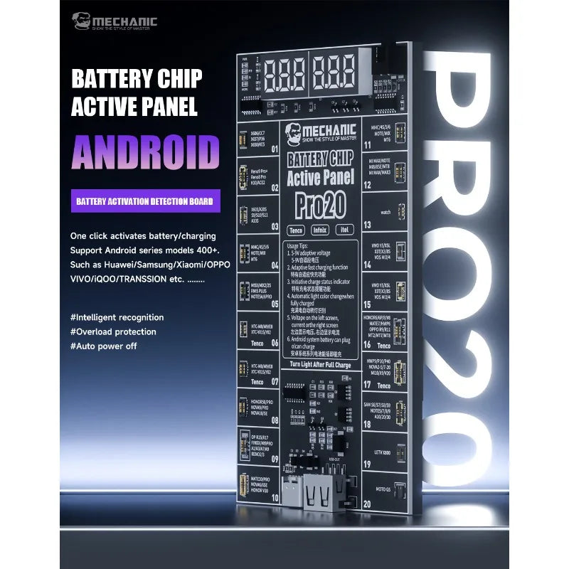 MECHANIC Pro20 Max20 Battery Activation Detection Board Battery Fast Charge for iPhone Huawei Sam Android One-click Activation