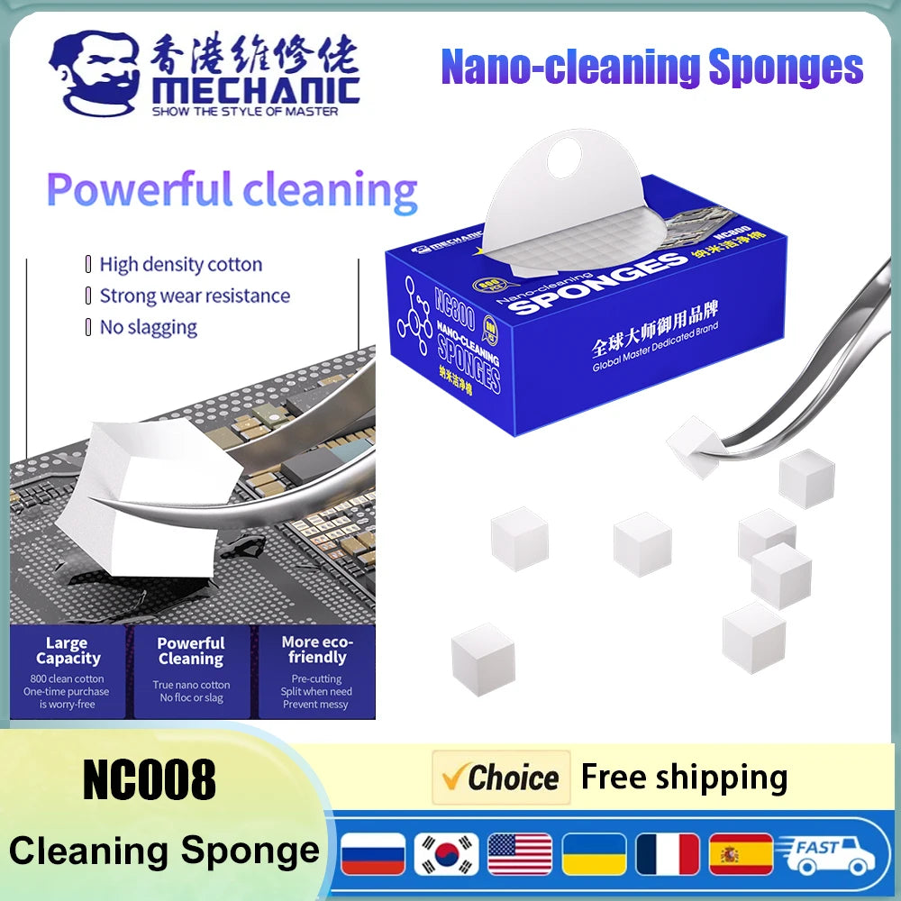 MECHANIC NC800 Nano-cleaning Sponges High density cotton No slagging for PCB Motherboard Back Cover Glass Camera Cleaning Tool