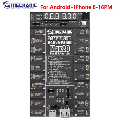 MECHANIC Pro20 Max20 Battery Activation Detection Board Battery Fast Charge for iPhone Huawei Sam Android One-click Activation