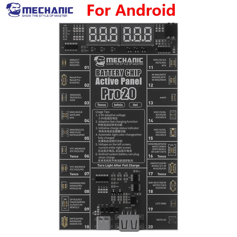 MECHANIC Pro20 Max20 Battery Activation Detection Board Battery Fast Charge for iPhone Huawei Sam Android One-click Activation