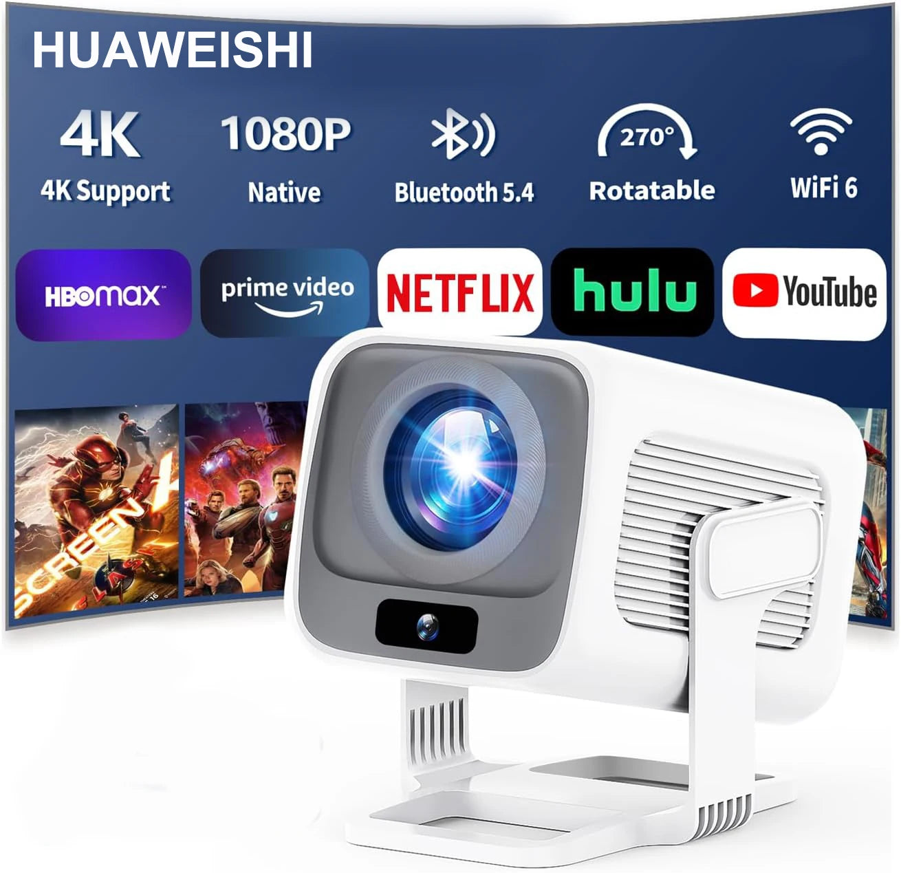 4K Projector Android Native Portable 1080P Auto Focus 600ANSI Video home Cinema Outdoor HD LED Projector