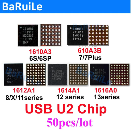 50pcs charging U2 IC 1610A1 1610A2 1610A3 610A3B 1612A1 1614A1 1616A0 for iphone 6S 7 8 Plus X 12 13 Pro Max USB Tristar Chip