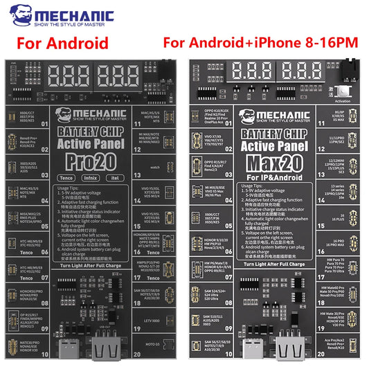 MECHANIC Pro20 Max20 Battery Activation Detection Board Battery Fast Charge for iPhone Huawei Sam Android One-click Activation