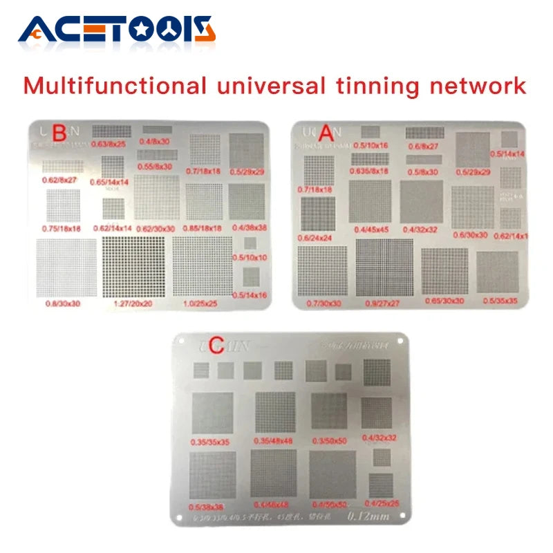 1/3Pcs High Quality Universal BGA Reballing Stencil Square Hole Direct Heating BGA Template for Mobile Phone Laptop CPU IC Chip