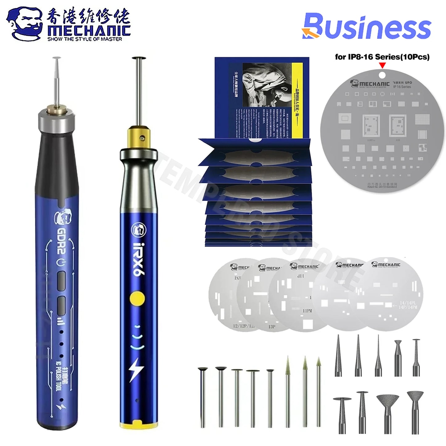 MECHANIC IRX6 Speed Adjustable Engraving Machine Mini Electric Polishing Pen with UFO BGA Stencil for IP 8-16 Series Tools Kit