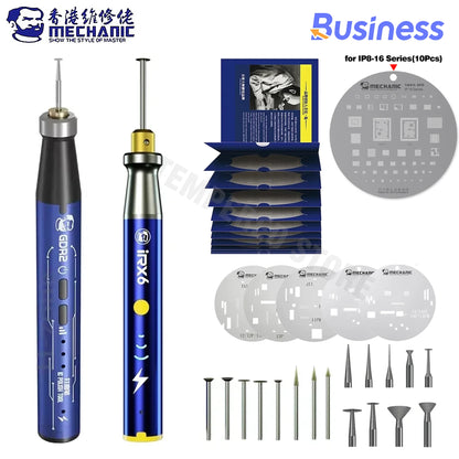 MECHANIC IRX6 Speed Adjustable Engraving Machine Mini Electric Polishing Pen with UFO BGA Stencil for IP 8-16 Series Tools Kit