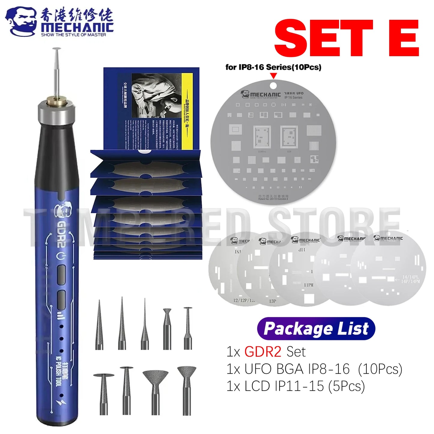 MECHANIC IRX6 Speed Adjustable Engraving Machine Mini Electric Polishing Pen with UFO BGA Stencil for IP 8-16 Series Tools Kit