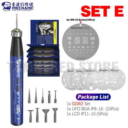 MECHANIC IRX6 Speed Adjustable Engraving Machine Mini Electric Polishing Pen with UFO BGA Stencil for IP 8-16 Series Tools Kit